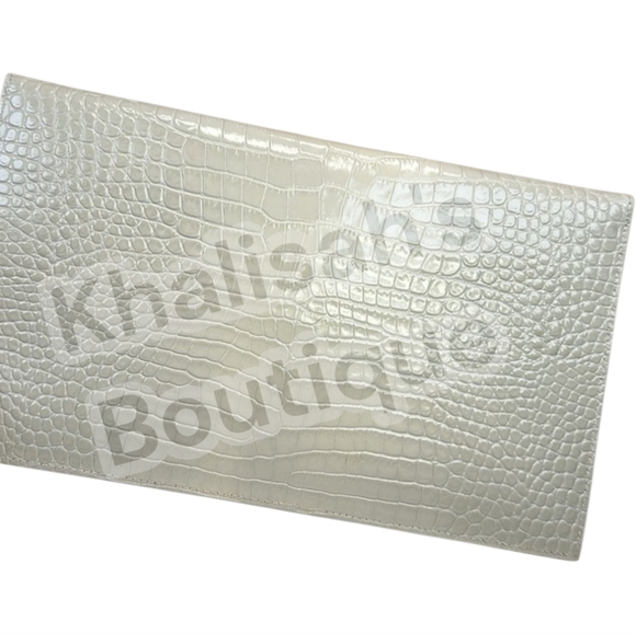 SAINT LAURENT YSL Crocodile Embossed Calfskin Uptown Monogram Clutch - Picture 8 of 14